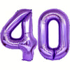 Purple foil number balloon shaped like 40 for birthday and anniversary celebrations