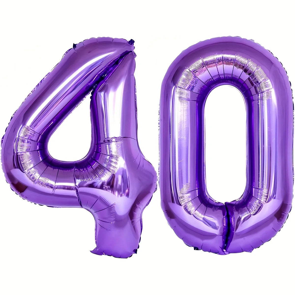 Purple foil number balloon shaped like 40 for birthday and anniversary celebrations