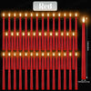 A set of red flameless LED taper candles with flickering flame effect arranged vertically.
