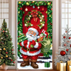 Merry Christmas Party Decoration Door Cover with Santa, Snowman & Reindeer Design