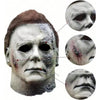 A realistic horror mask resembling Michael Myers, showing facial features and texture.