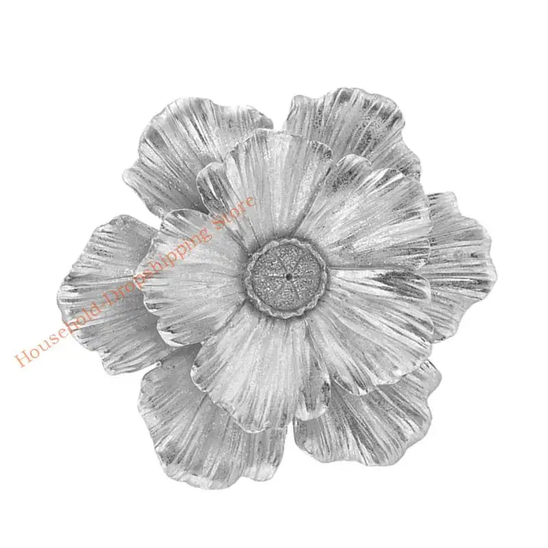 Silver layered resin floral wall decor with textured petals