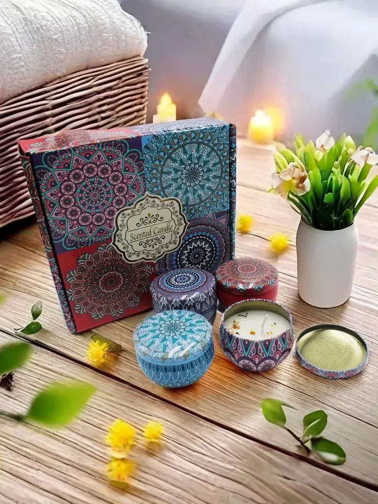 Scented Soy Wax Candle Gift Set with Travel Tins