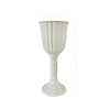 Elegant white cylinder flower vase with a fluted body and pedestal base