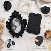 Black vintage resin mini picture frames with ready to hang backing and easy back tabs for home decor