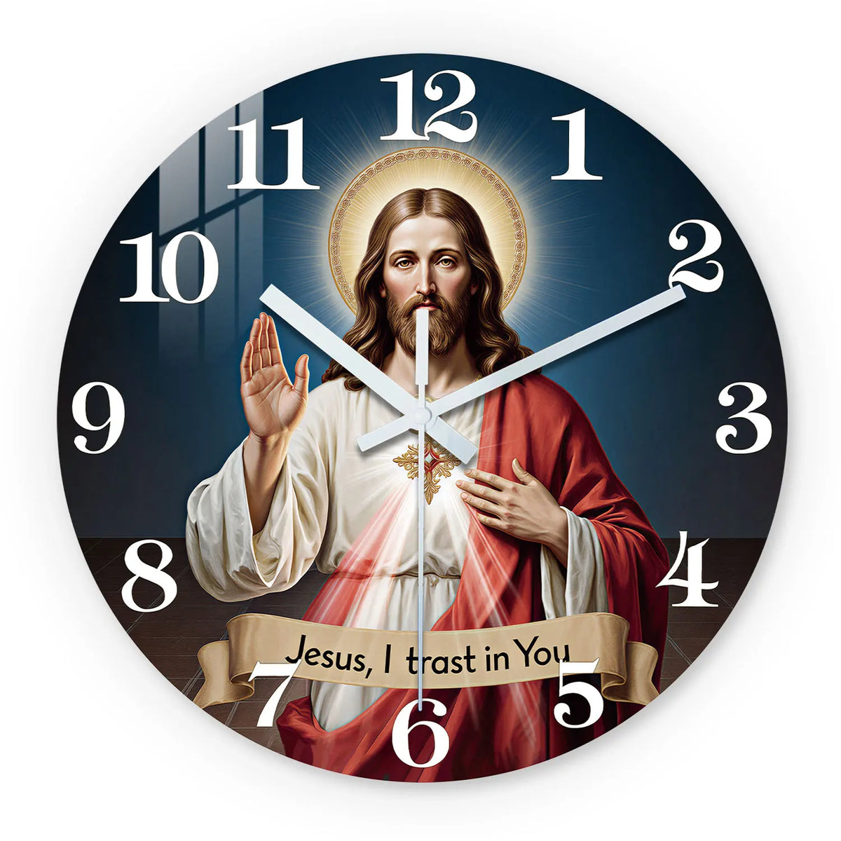 Sacred Heart Wooden Wall Clock with Silent Quartz Movement