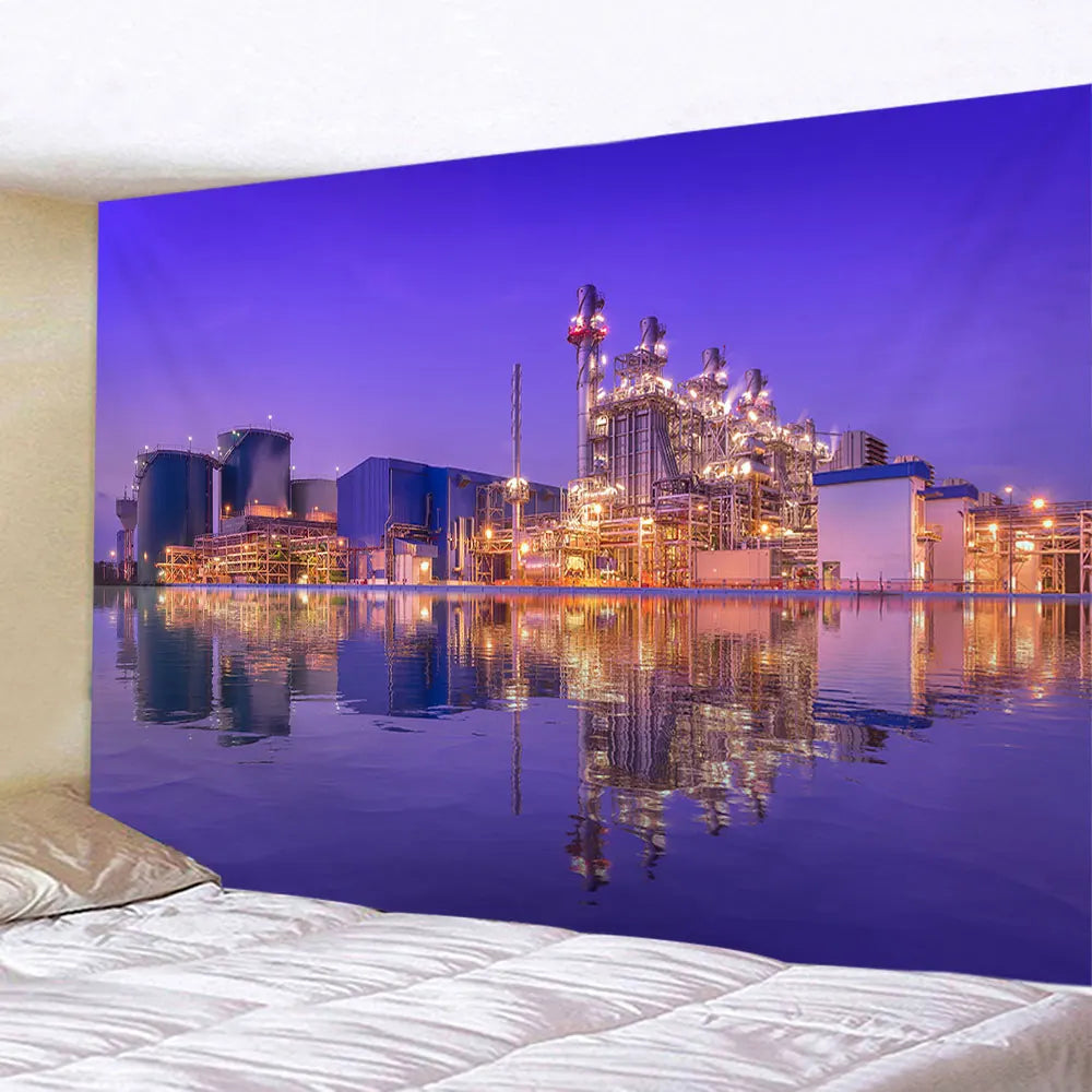 New York City Night View Tapestry Wall Hanging