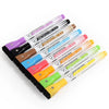 An array of eight magnetic dry erase markers in various colors and fine tips are displayed diagonally.