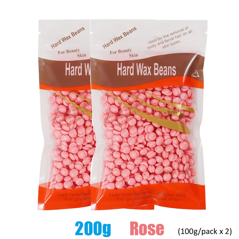 A package of Hard Wax Beans in a pink color for body hair removal