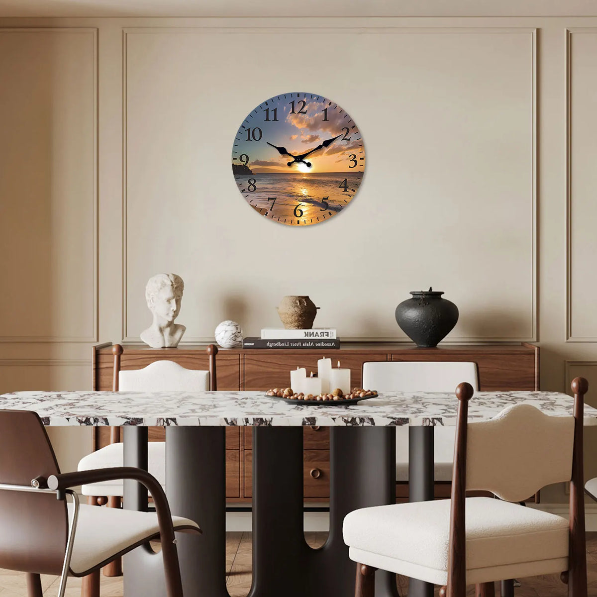 Wooden Patterned Wall Clock with Silent Quartz Movement