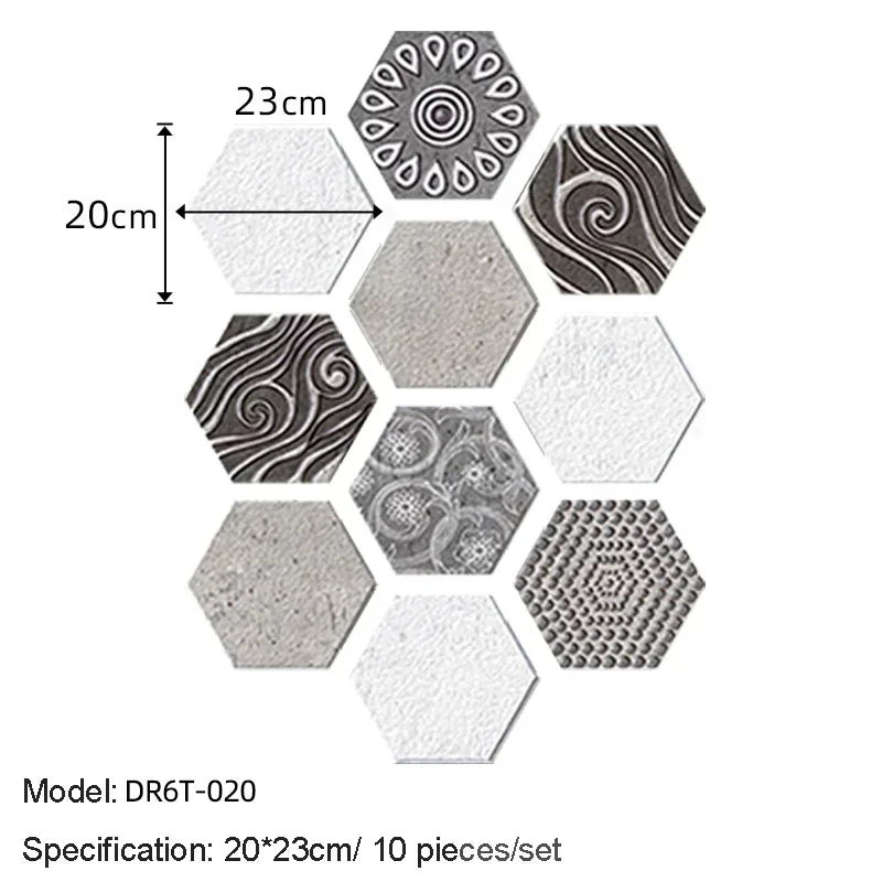 Hexagon Peel-and-Stick Wall & Floor Tiles