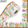 Roll of decorative sticker paper featuring colorful wildflowers and stacked books for a bookshelf border