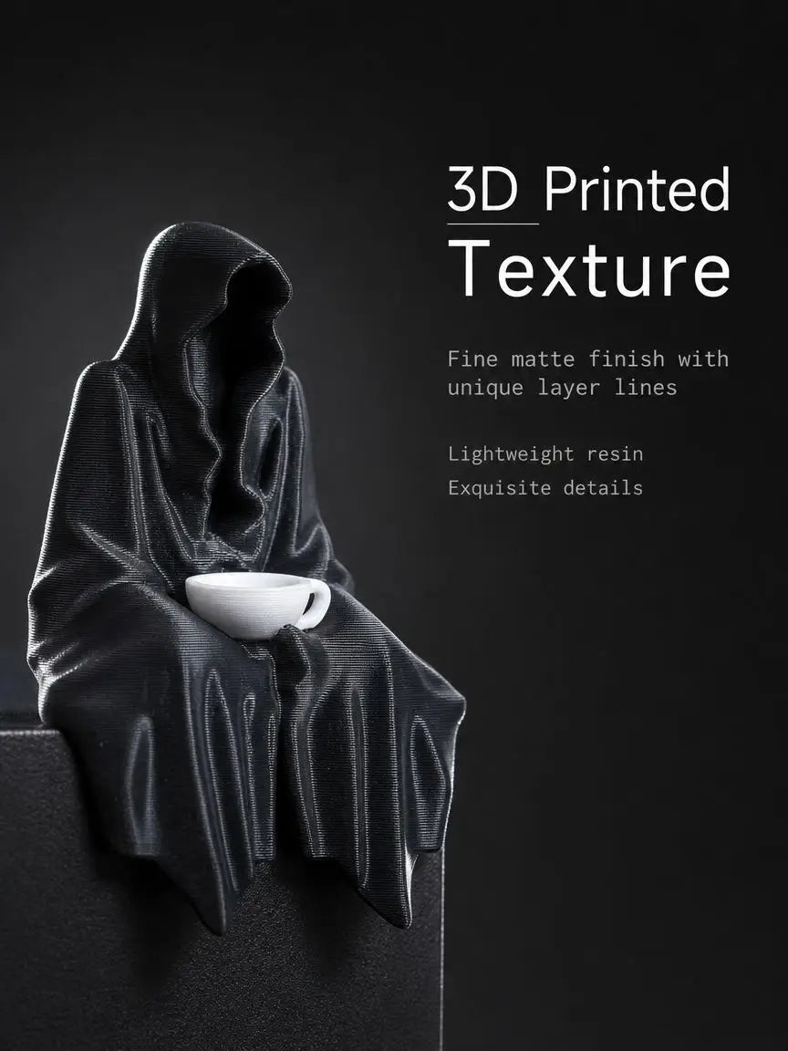 3D printed texture of a black draped fabric with fine matte finish and unique layer lines