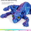 A close-up of a realistic blue Sphynx cat fidget toy with textured skin and flexible joints.