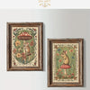 Vintage canvas print featuring woodland mice and mushrooms in an antique wooden frame.