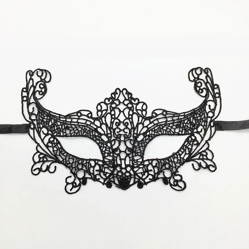 Elegant black lace half face mask for masquerade and costume parties