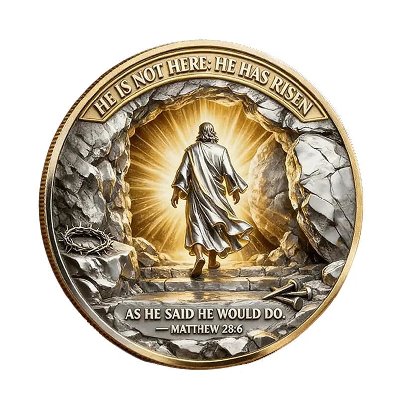 Easter "The Lord Is Risen" Inspirational Coin — Faith & Prayer Keepsake