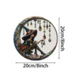 Moonlight witch stained glass window decor featuring a figure in a witch hat and dark clothing