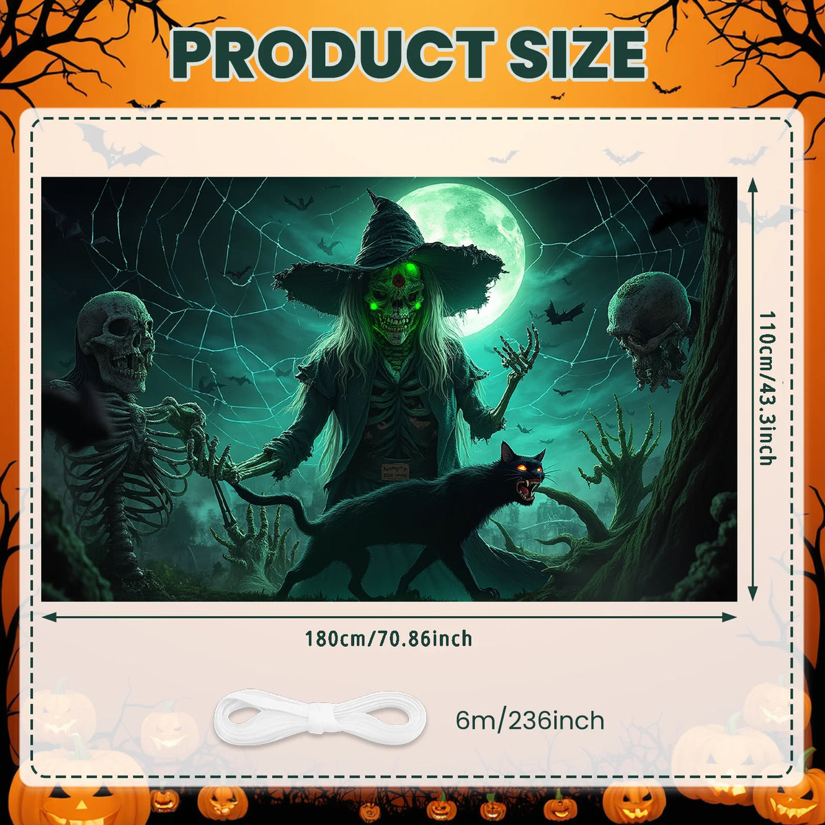 Large Halloween Witch Door Banner with Classic Spooky Design