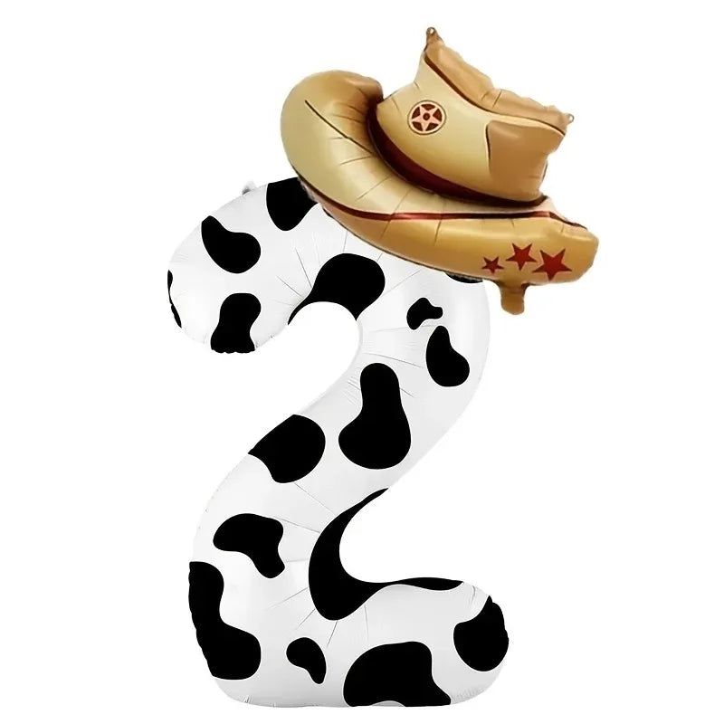 40-Inch Cowboy Cow Number Foil Balloon Set