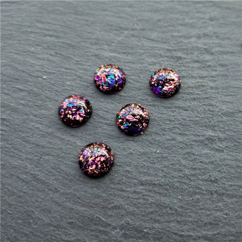 Round Resin Cabochons with Gold Foil for Jewelry Making