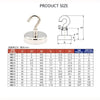 A table showing the dimensions and weight specifications for various magnetic hooks, labeled KNE10 through KNE75.