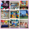 A colorful magic fantasy witch hunters party backdrop featuring witches and magical elements for a birthday or photoshoot.