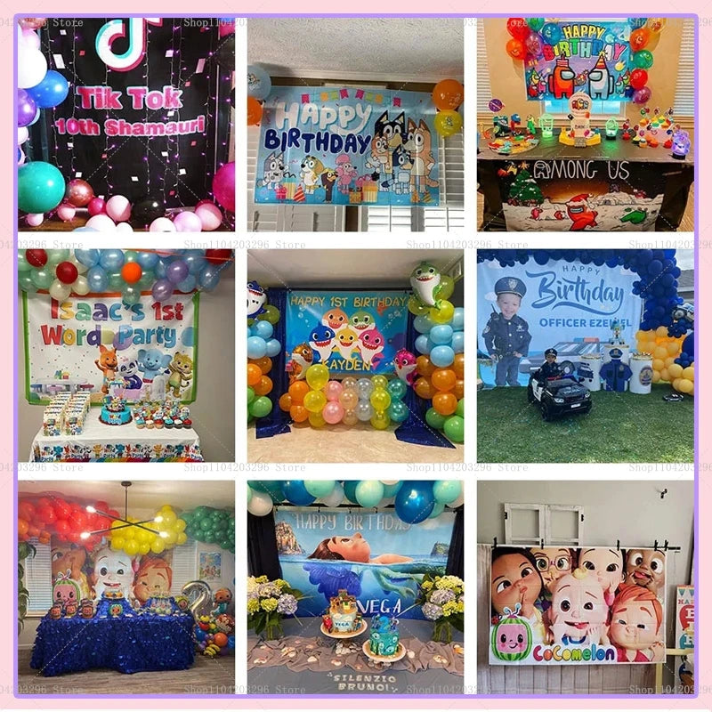 A colorful magic fantasy witch hunters party backdrop featuring witches and magical elements for a birthday or photoshoot.
