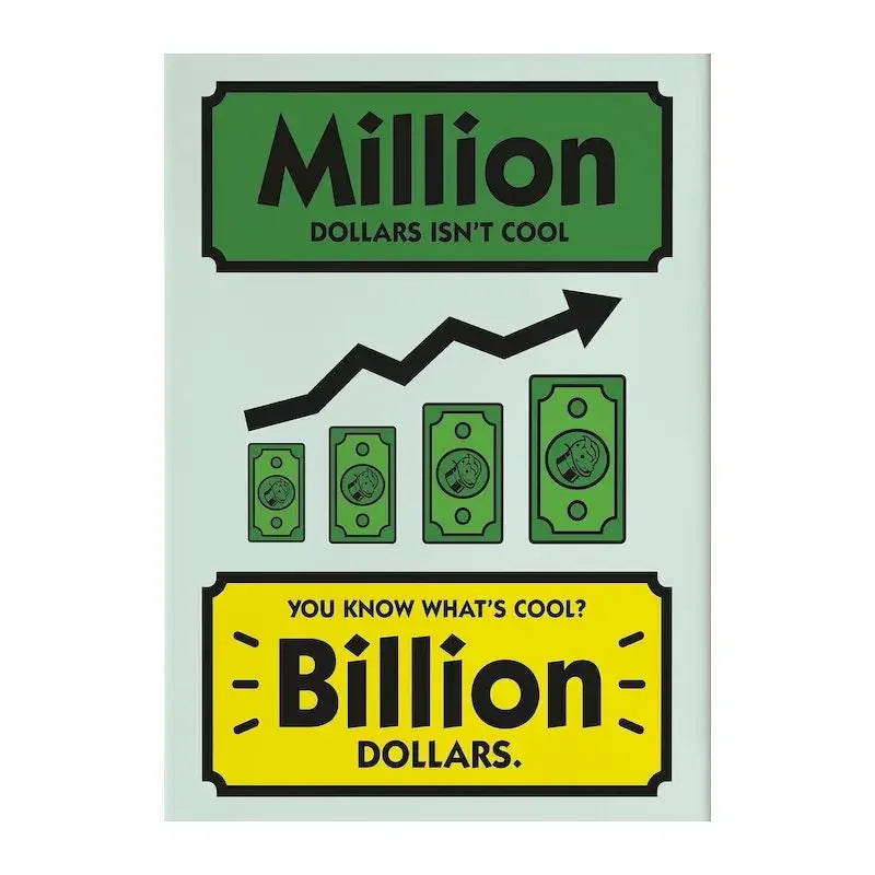 Impresión en lienzo con texto que contrasta Millones de dólares con Miles de millones.
