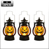 Three black DIY Halloween pumpkin lanterns with glowing orange LED light projection effect