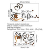 A set of coffee-themed wall stickers featuring a cup and the text But First Coffee