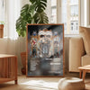 Canvas art print featuring a portrait of Michael Jackson with ornate golden framing and musical notes.