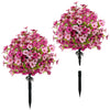 A bouquet of pink and magenta artificial eucalyptus violet flowers on a black stem.