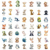 A collection of 50 cute watercolor animal stickers featuring various mammals, birds, and creatures.