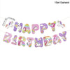 A set of purple and pink unicorn letter garland for a birthday party decoration
