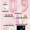 Pink pillar balloons and accessories including glue dots and balloon chains for display