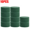 Ten round blocks of green floral foam for flower arrangements