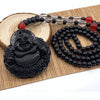 Amitabha Buddha Carved Obsidian Pendant Necklace