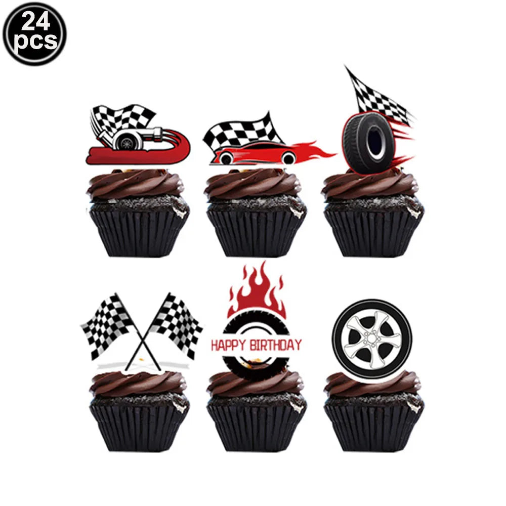 Checkered Racing Flag Toothpicks for Cupcakes & Party Decor