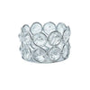 Silver crystal candle lantern holder with a floral pattern.