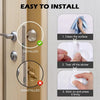 Installation guide showing how to install a self-adhesive silicone door stopper bumper on a door frame.
