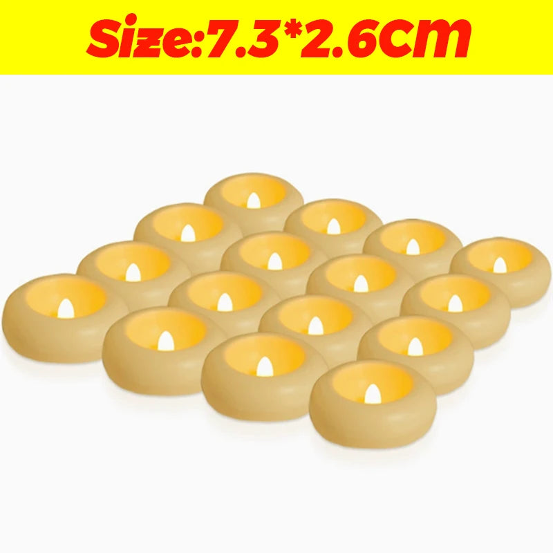 A collection of small, round LED floating sensor tealight candles.