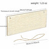 A rectangular wooden hanging sign with a light beige finish and a natural twine for hanging.