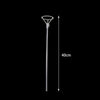A clear balloon holder stick with a loop at the top, shown vertically.