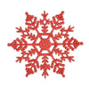 A red glitter snowflake ornament design.