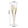 A tall, clear plastic champagne flute with a glittery texture and a wide base.