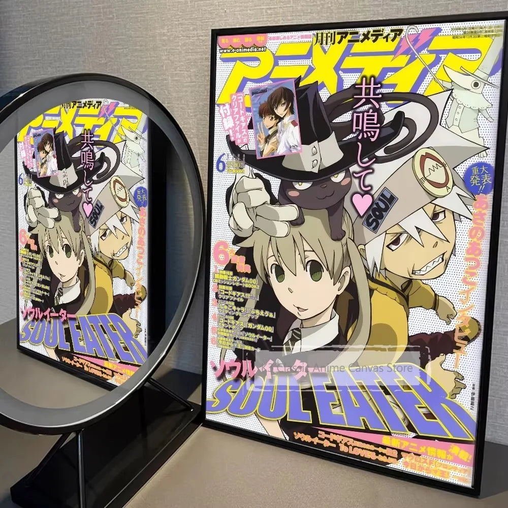Anime wall art poster featuring characters from Soul Eater in a vintage style