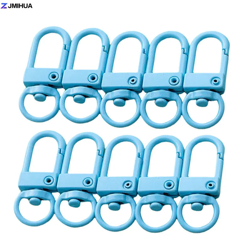 A set of light blue lobster clasp hooks for jewelry making and DIY crafts