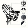 Black metal prayer cross wall art featuring an open hand design, highlighting its unique and classic design, ease to hang, wa