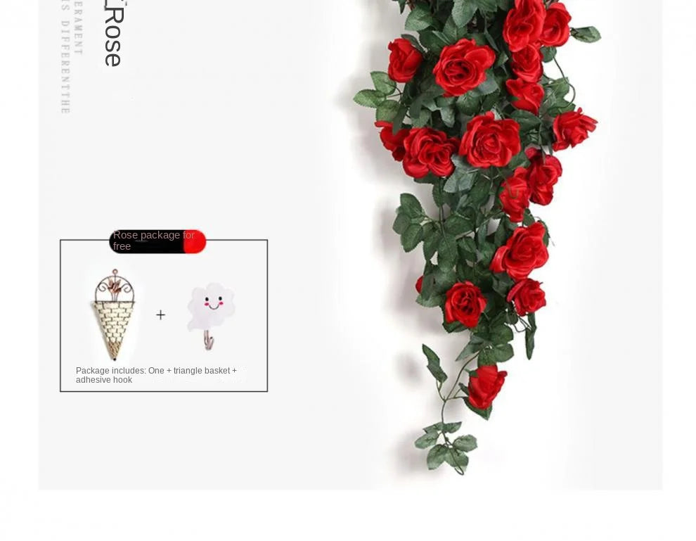 Silk Rose Hanging Vine - Faux Flower Garland for Home Décor